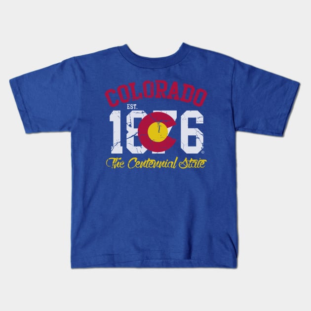 Colorado 1876 The Centennial State Kids T-Shirt by E